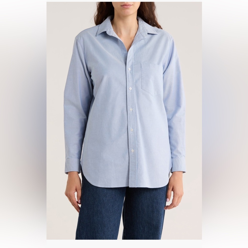 Frank & Eileen Joedy Indigo Oxford Blue Boyfriend Relaxed button up shirt S NWOT